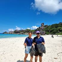 Volunteers join the beach cleanup event on Similan island created by the National Park