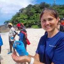 Volunteers take part on the releasing turtles event