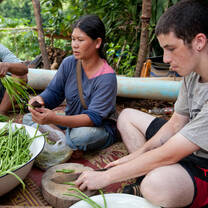A student learning from a local