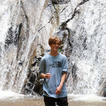 At a beautiful waterfall in Thailand