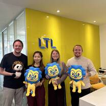Students at LTL Beijing with Lex the Lion