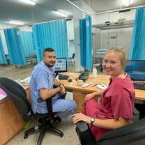 Physiotherapy couple at the desk
