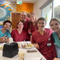 Intern team having lunch