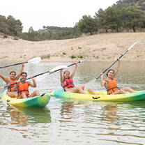 Once a week, students go to the lake to practice kayaking.