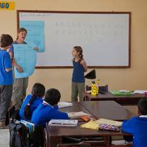 A volunteer teacher in Peru
