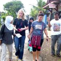 volunteers walking around Indonesia