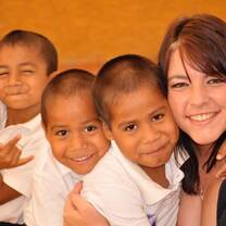 Volunteer working with kids