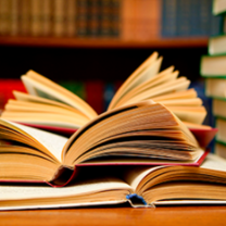 books stacked on desk