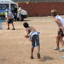 Volunteers in a sports coaching program