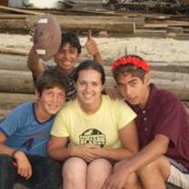 Volunteers with local children in Romania