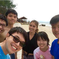 Being with my local buddies on the beach