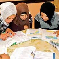 Girls studying together