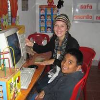 Volunteer with a disabled child