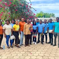 Studens and administrators participating in an event in Jacmel