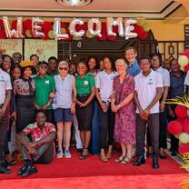 Dynamic students embrace visitors to the University of Fondwa