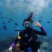 Student at Jacques Cousteau dive site in Guadeloupe
