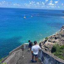 Students hiking The Ladder on Saba