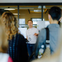 Lecturer addressing students