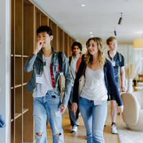 Students walking during site visit