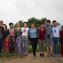 Student group with locals in Nepal