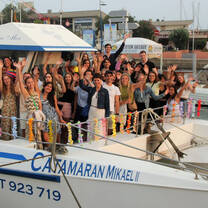 French students on a boat trip
