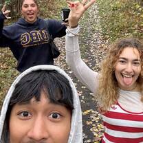 Enjoying a forest walk with fellow exchange students