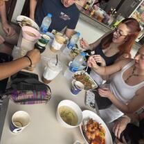 The gang enjoying breakfast