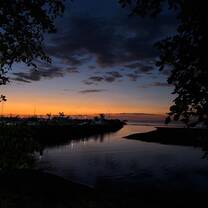 sunset over the marina