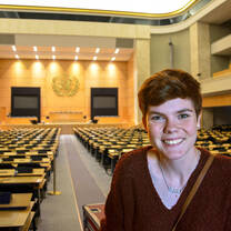 Student inside UN building.