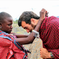 Student receives gift from Massai.
