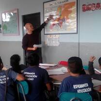 Teaching in a primary school class