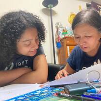 My friend Jane invited me to her hometown in Taichung! In this picture, her lovely mom taught me how to draw. Jane was my language partner for the Spring semester. Jane became a very special friend. Jane and her mom are very lovely people. I am so grateful I met them!
