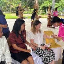 Having a Thai tradition of threads wishing good luck and fortune