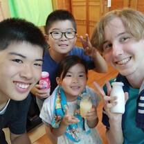 Enjoying milk after the onsen