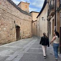 walking through the sandstone buildings