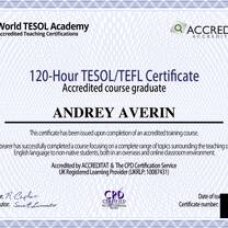 My TESOl/TEFL certificate