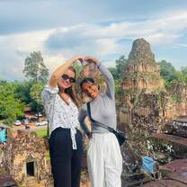 A picture in Angkor Wat with another volunteer at AHHA Education