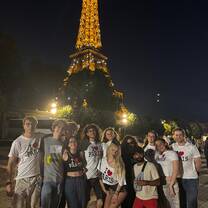 Some of the group on one of the last nights in our cheesy "I HEART PARIS" shirts!