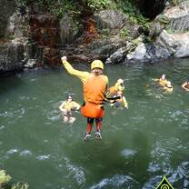 Jumping off a waterfall!