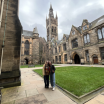 My friend and I in front of the University of Glasgow's gorgeous Old Campus