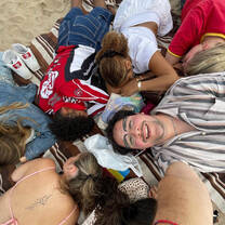 Nap on the beach in Stiges
