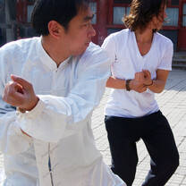 Academic Explorers student with Zhang Shifu