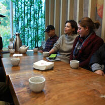 A group of teachers drinking tea