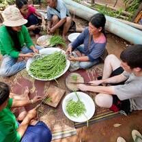 travelers making food