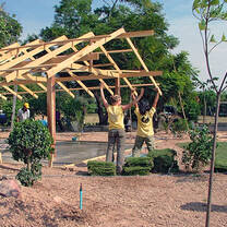Volunteer building children centre Thailand