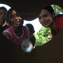 Students and teacher at a school in Nicaragua