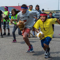 Volunteers celebrating "Blackfeet Youth Day"